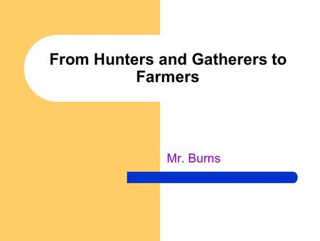 From Hunters and Gatherers to Farmers Mr. Burns. Primary Sources A primary source is a document or physical object which was written or created during.