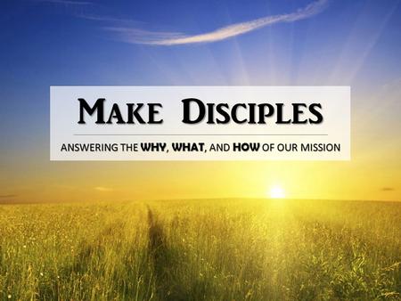 Make Disciples ANSWERING THE WHY, WHAT, AND HOW OF OUR MISSION.