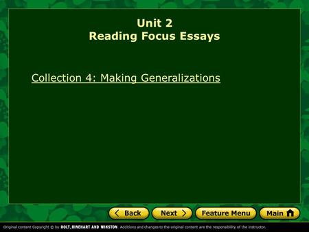 Unit 2 Reading Focus Essays