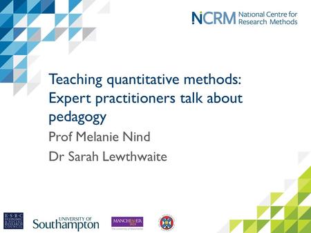 Prof Melanie Nind Dr Sarah Lewthwaite