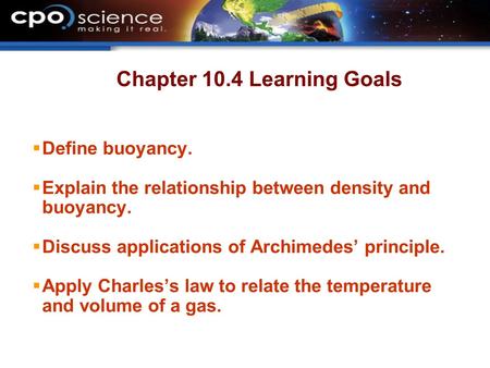 Chapter 10.4 Learning Goals