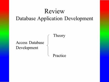 Review Database Application Development Access Database Development Theory Practice.