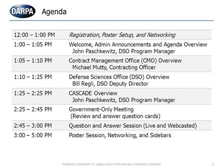 Agenda 12:00 – 1:00 PM Registration, Poster Setup, and Networking