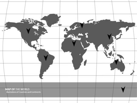 MAP OF THE WORLD Illustrations of Countries and Continents.