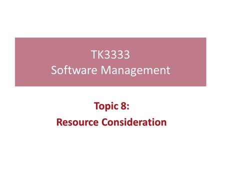 TK3333 Software Management