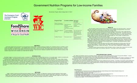 Government Nutrition Programs for Low-income Families Maya Divack ABSTRACT Government programs that provide food for low-income families are inherently.