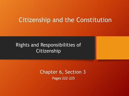 Citizenship and the Constitution