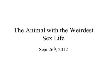 The Animal with the Weirdest Sex Life Sept 26 th, 2012.