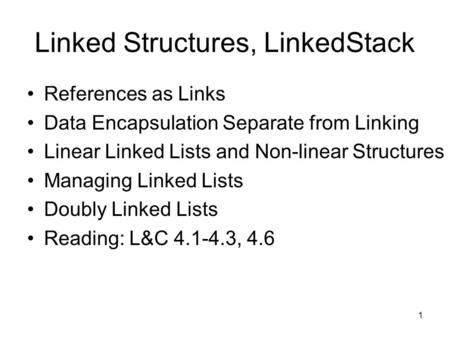 Linked Structures, LinkedStack