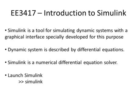 EE3417 – Introduction to Simulink