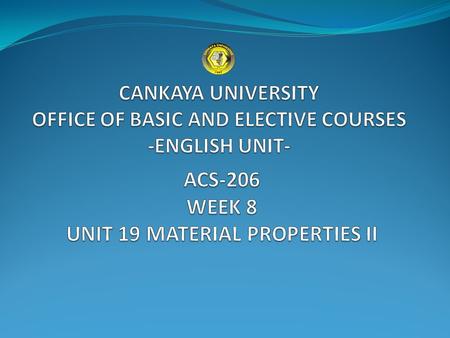 TARGET VOCABULARY CANKAYA UNIVERSITY - OFFICE OF BASIC AND ELECTIVE COURSES- ENGLISH UNIT.