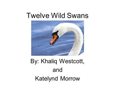 Twelve Wild Swans By: Khaliq Westcott, and Katelynd Morrow.