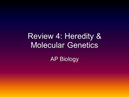 Review 4: Heredity & Molecular Genetics AP Biology.