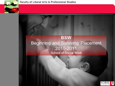 BSW Beginning and Surviving Placement 2010-2011 School of Social Work.