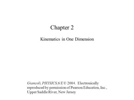 Kinematics in One Dimension