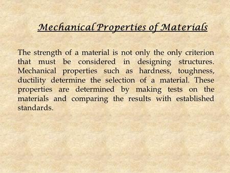 Mechanical Properties of Materials