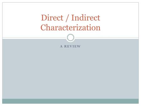 A REVIEW Direct / Indirect Characterization. Which is this? I hated pizza. I know, I know, it’s weird, but it is true. All that red gunk followed by cheese.