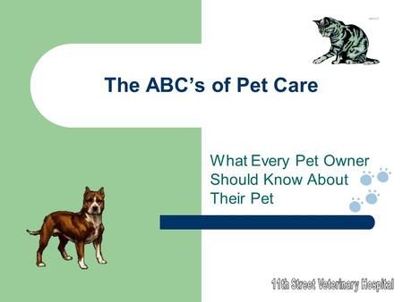 The ABC’s of Pet Care What Every Pet Owner Should Know About Their Pet.