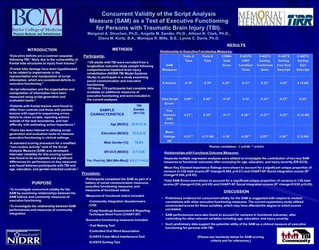 PURPOSE To investigate concurrent validity for the SAM by examining relationships between the SAM indices and commonly measures of executive functioning.