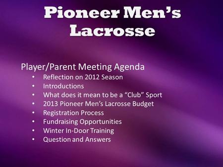 Pioneer Men’s Lacrosse