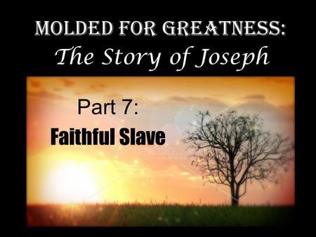 Molded for Greatness: The Story of Joseph Part 7: Faithful Slave.