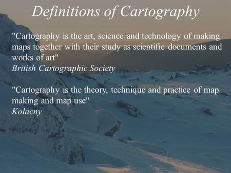 Definitions of Cartography