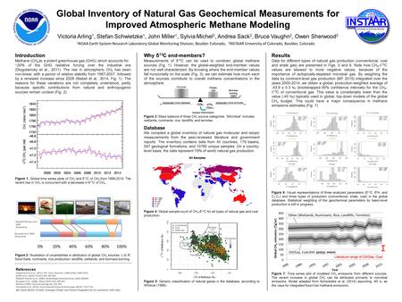 Figure 1: Global time series plots of CH 4 and δ 13 C of CH 4 from 1999-2014. The recent rise in CH 4 is concurrent with a decrease in δ 13 C of CH 4.