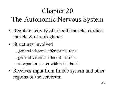 Chapter 20 The Autonomic Nervous System