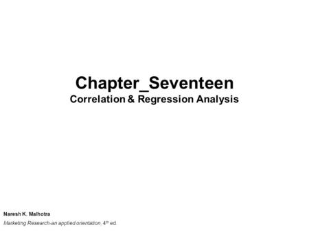 Correlation & Regression Analysis