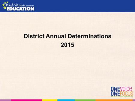 District Annual Determinations 2015. IDEA Part B Sections 616(a) and (e) A State must consider the following four factors: 1.Performance on compliance.