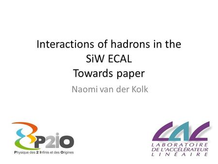 Interactions of hadrons in the SiW ECAL Towards paper Naomi van der Kolk.