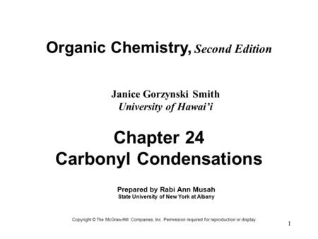 Chapter 24 Carbonyl Condensations