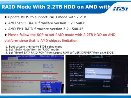 RAID Mode With 2.2TB HDD on AMD with EFI