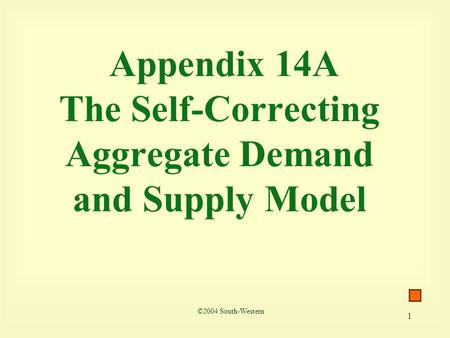 1 Appendix 14A The Self-Correcting Aggregate Demand and Supply Model ©2004 South-Western.