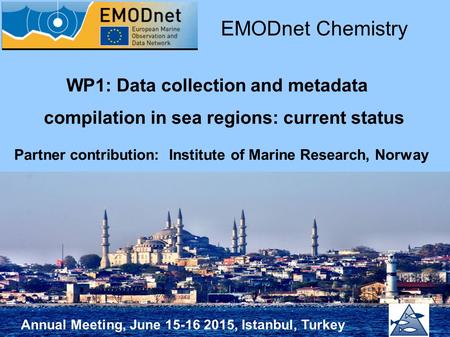 Annual Meeting, June 15-16 2015, Istanbul, Turkey WP1: Data collection and metadata compilation in sea regions: current status EMODnet Chemistry Partner.