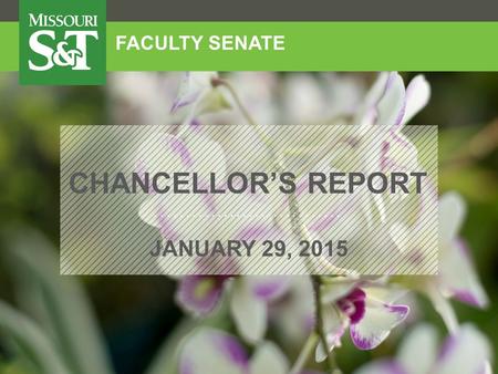 CHANCELLOR’S REPORT JANUARY 29, 2015 FACULTY SENATE.