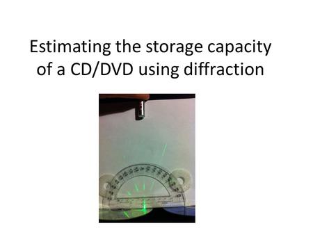 Estimating the storage capacity of a CD/DVD using diffraction.