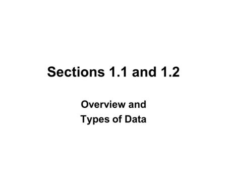 Overview and Types of Data