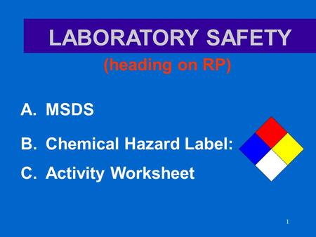 MSDS Chemical Hazard Label: Activity Worksheet