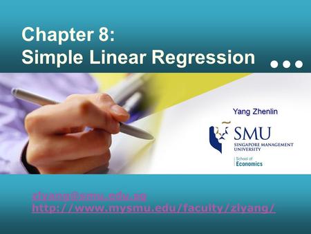 Chapter 8: Simple Linear Regression  Yang Zhenlin.