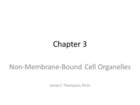 Non-Membrane-Bound Cell Organelles James F. Thompson, Ph.D.