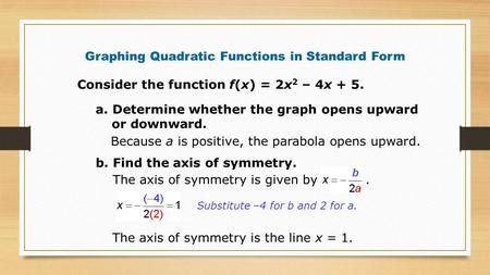 Graphing Quadratic Functions in Standard Form