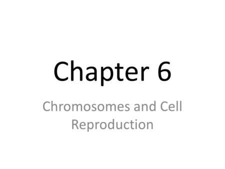 Chapter 6 Chromosomes and Cell Reproduction. I. Formation of New Cells by Cell Division About 2 trillion cells are produced by an adult human body every.