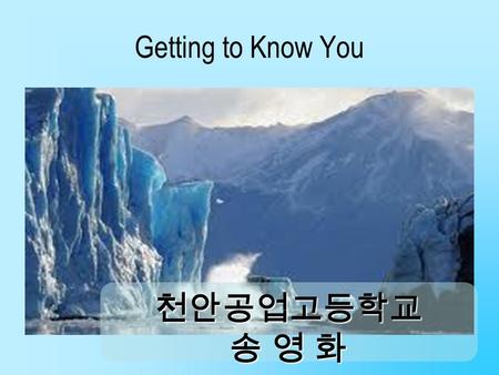 Getting to Know You 천안공업고등학교 송 영 화 Please answer the following questions: What is one goal you’d like to accomplish in your lifetime? Who is your hero.