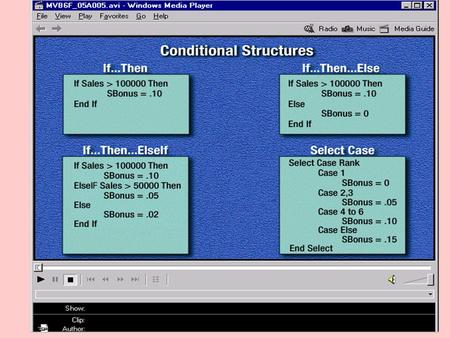 Looping Structures Do Loops, For Next Do...Loop While structures check the condition after executing the code and repeat a code block until the test.