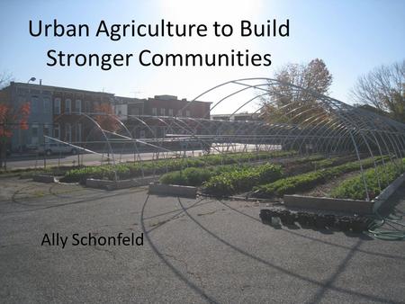 Urban Agriculture to Build Stronger Communities Ally Schonfeld.