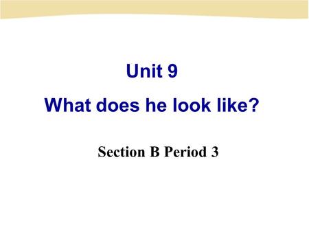 Unit 9 What does he look like? Section B Period 3.