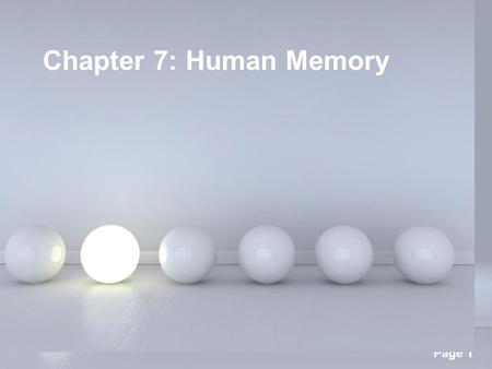 Chapter 7: Human Memory.