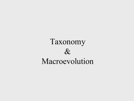 Taxonomy & Macroevolution. Macroevolution refers to the major evolutionary trends Major phenotypic changes such as wings with feather, legs, the opposable.