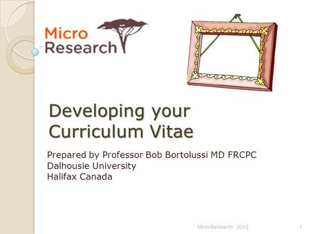 Developing your Curriculum Vitae